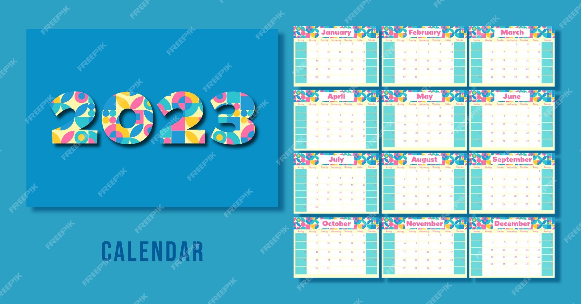 Premium Vector Monthly Calendar 2023 Vector Colorful Calendar premium-vector-monthly-calendar-2023-vector-colorful-calendar