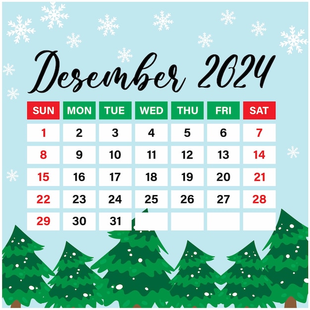 Вектор Ежемесячный календарь 2024 шаблон ясный и минималистичный