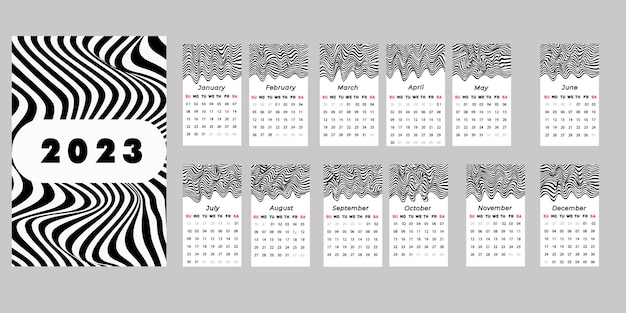 Monthly calendar template for 2023