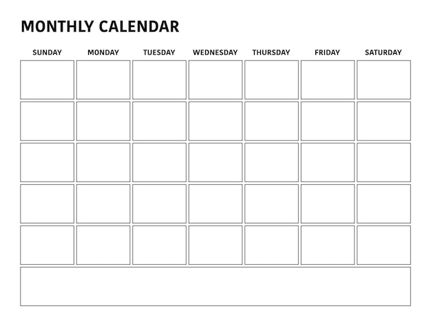 Monthly calendar template. Vector illustration