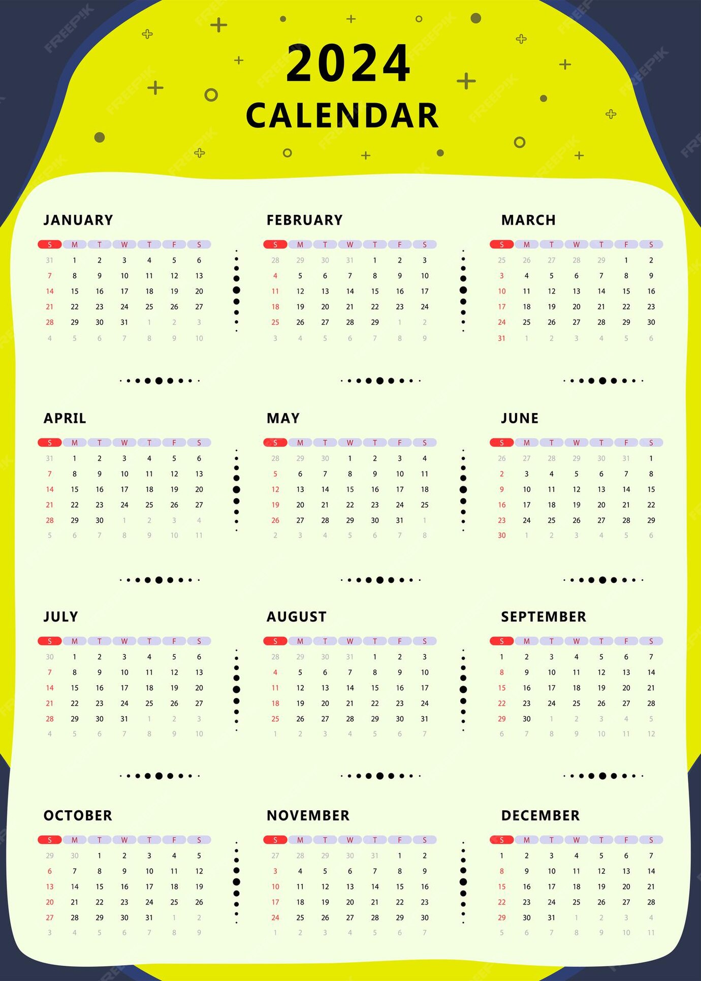 Premium Vector Monthly calendar template of year 2025 vector design