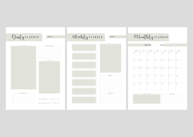 Monthly planner calendar template