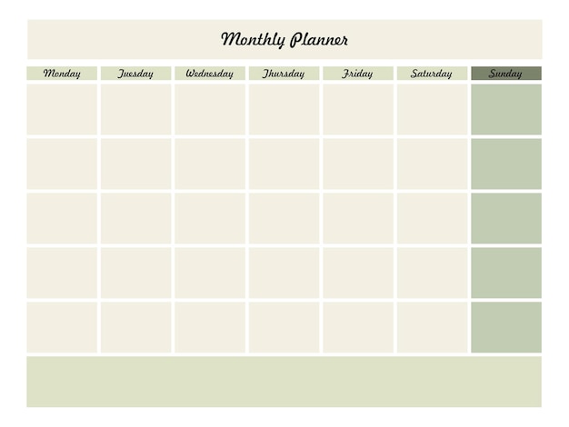 monthly planner template vector illustration