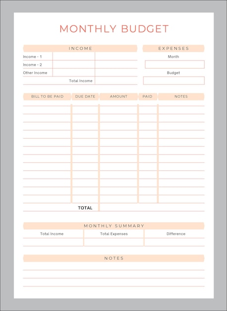 monthly planner template in vector, to do list, shopping list and more.