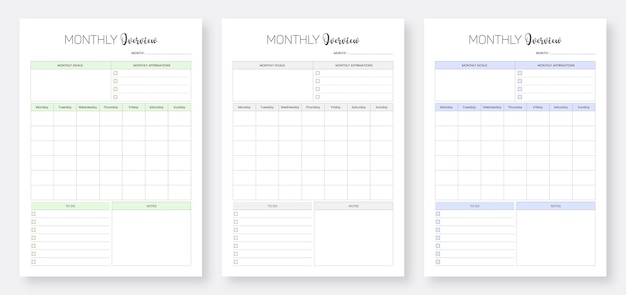 Monthly Planner Templates Minimalist Modern Planner Template Design Set