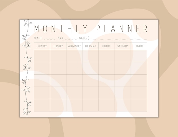 Monthly Planner with vine