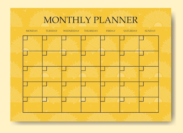 Monthly planners list worksheet summer template