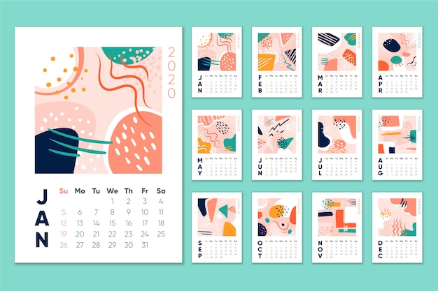 Vector monthly schedule calendar 2020