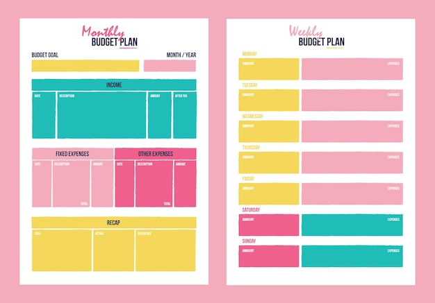 Monthly and weekly budget plan