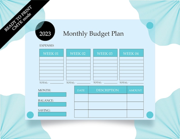 Monthly . weekly budget planner template