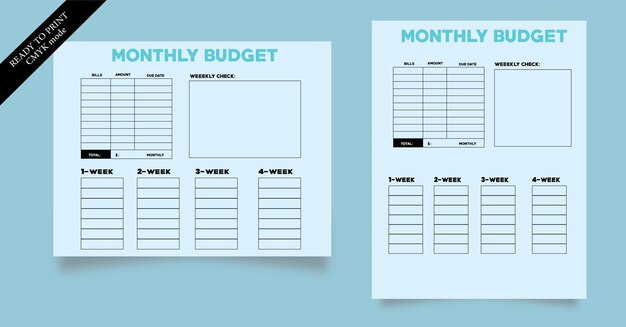 Monthly . weekly budget planner template