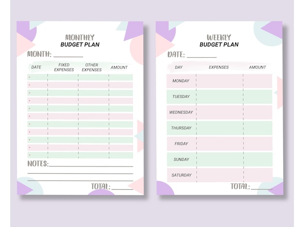 Monthly and weekly budget planner Vector