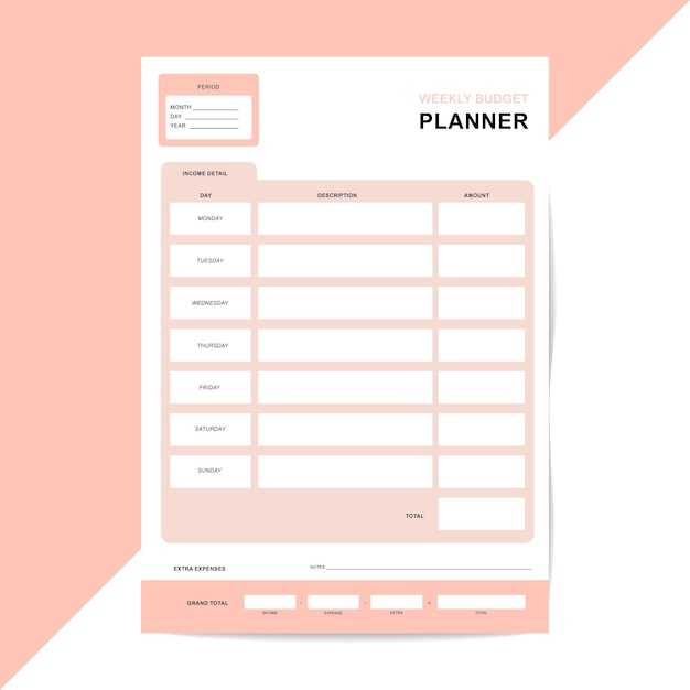 Monthly and Weekly Minimal Budget Planner A4 Paper Size