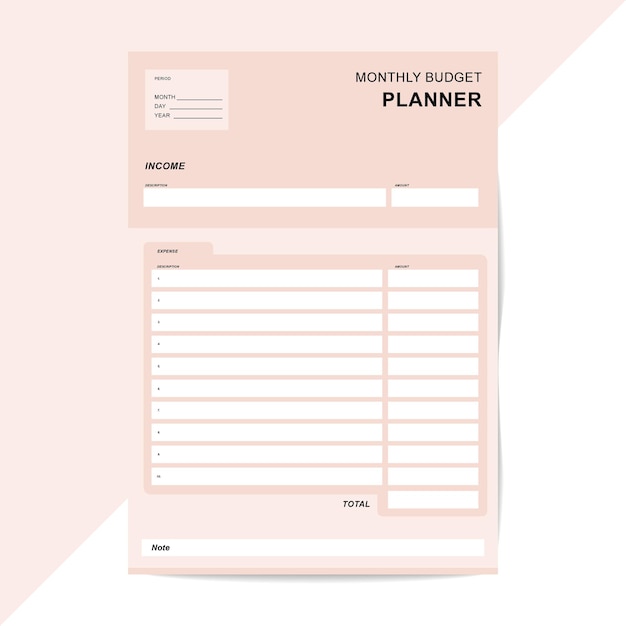 Monthly and Weekly Minimal Budget Planner A4 Paper Size