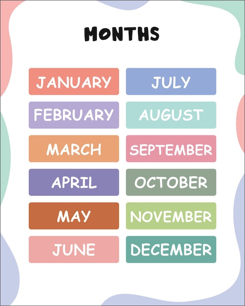 Vector months of the year poster