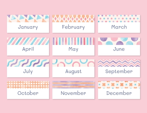 Vector months of the year template design