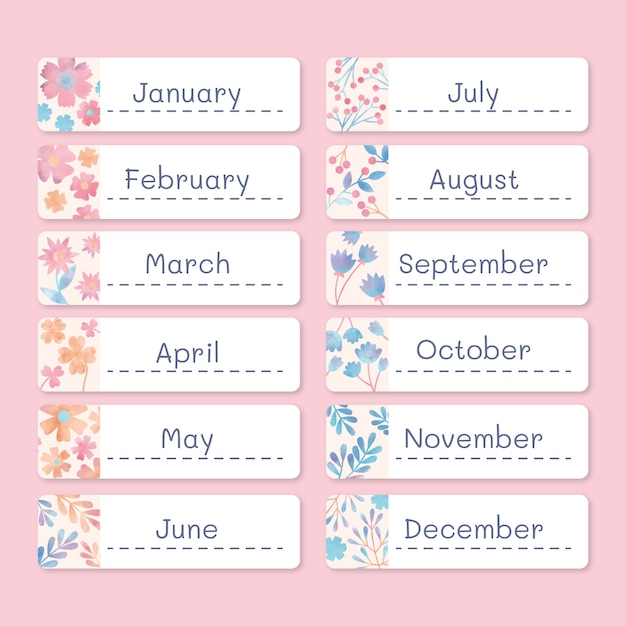 Vector months of the year template design