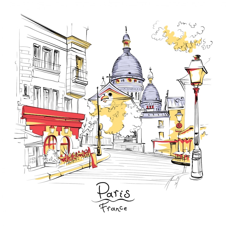 Vector montmartre in paris, france
