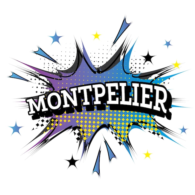 Montpelier Comic Text in Pop Art Style. Vector Illustration.