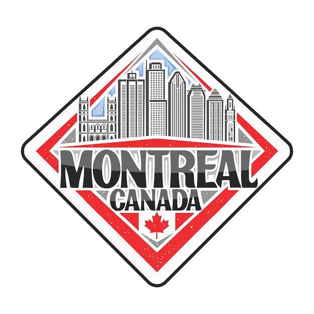 Montreal Skyline Landmark Vlag Sticker Embleem Badge Reizen Souvenir Illustratie