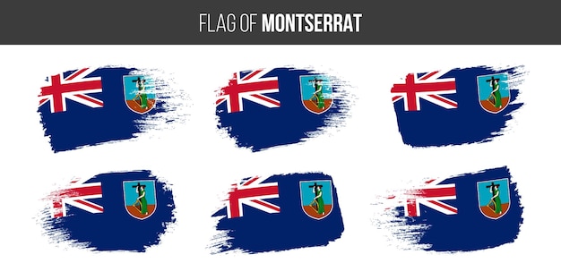 Montserrat vlaggen Penseelstreek grunge vector illustratie vlag van montserrat geïsoleerd op wit