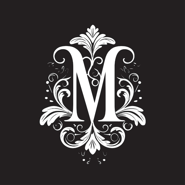 Vector monumental elegance stately font m decor vector melodic swirls rhythmic letter m vector