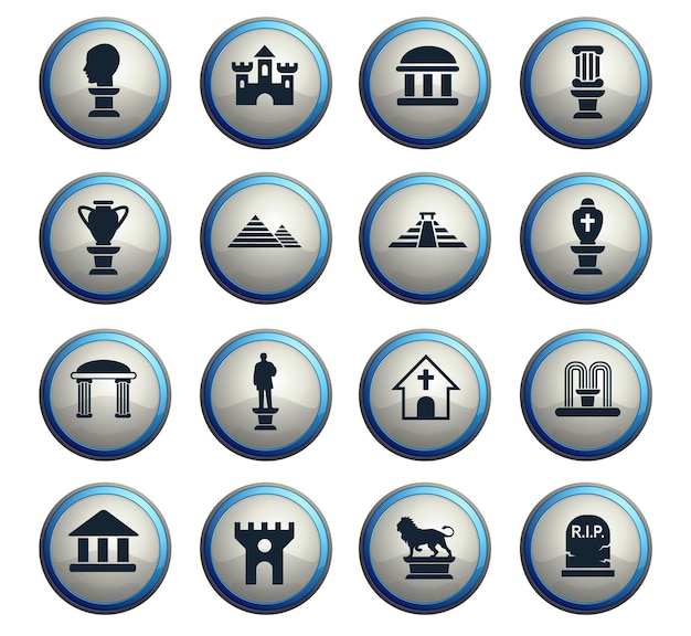 Monuments web icons for user interface design