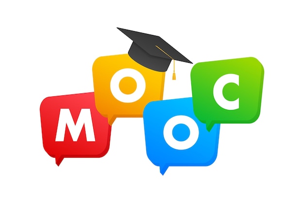 MOOC Massive Open Online Course icon label icon Векторная иллюстрация