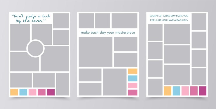 Mood board grids Photo collage template Vector illustration
