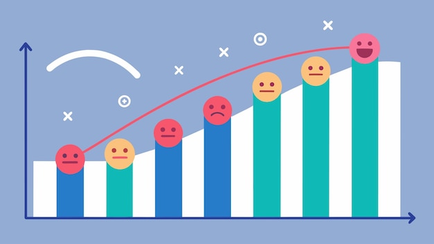 Vettore il grafico di miglioramento dell'umore ha mostrato un forte declino delle emozioni negative con l'umore dei pazienti