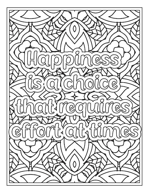 Mood Sawing Quotes Coloring Book Page for Adult