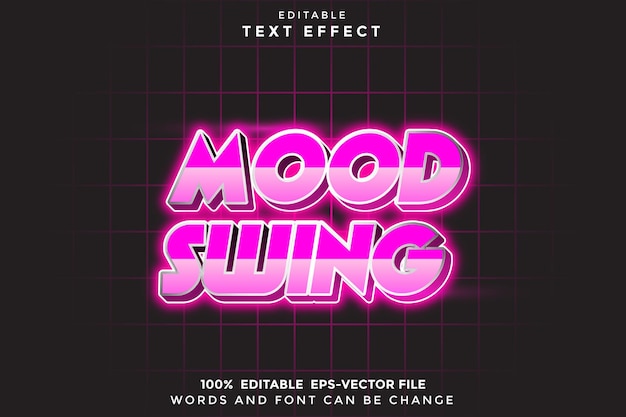 Mood Swing Редактируемый текстовый эффект 3D Modern Neon Style