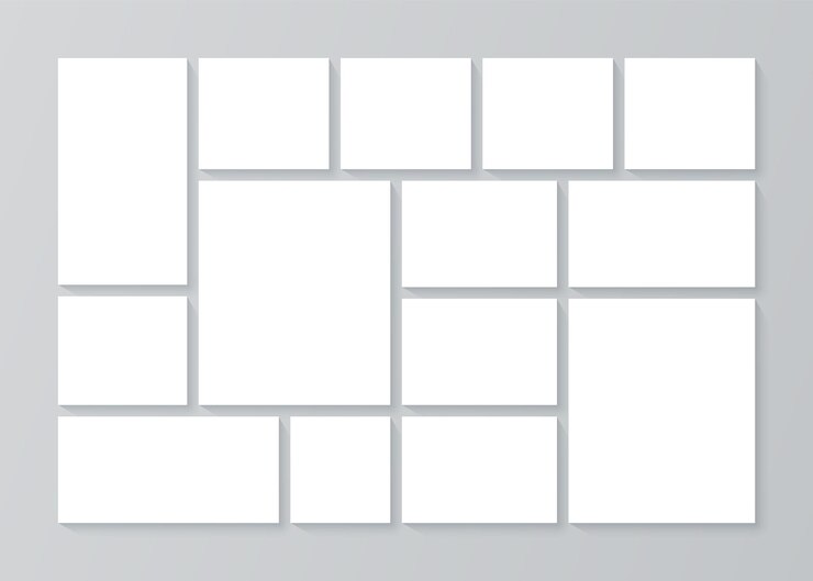 Moodboard grid Photo collage template Blank of mood board Banner with mosaic frames album layout