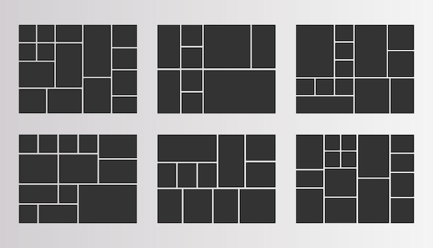 Moodboard Grid Photo Collage Templates Collection Set