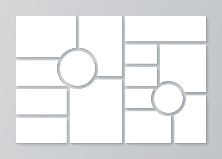 Moodboard layout Photo collage Vector illustration Empty mosaic pictures