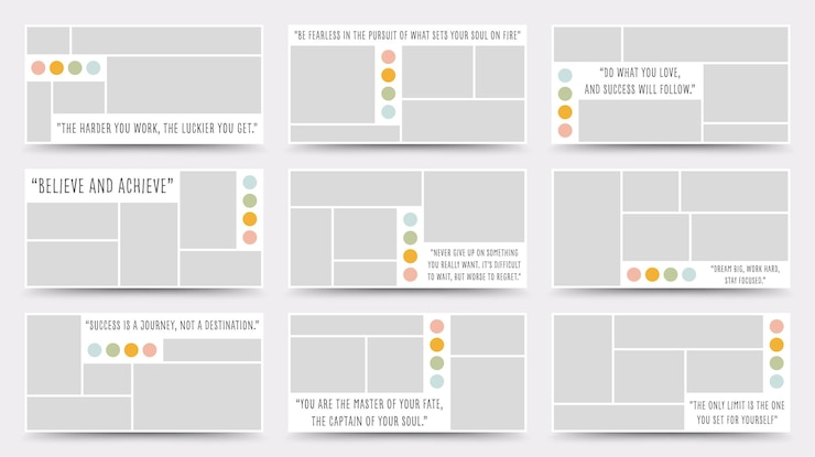 Vector moodboard template photo collage layout minimalist moodboard