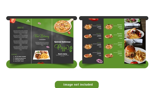 Vector moody food restaurant trifold brochure template