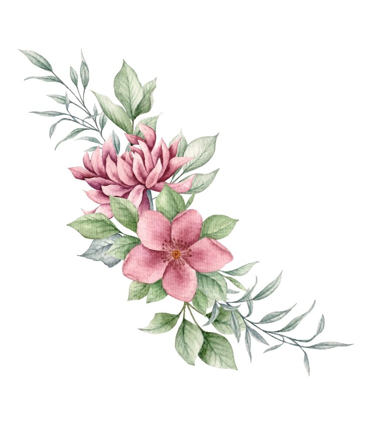 Mooi bloemen- en bladerenboeket voor valentijnskaart