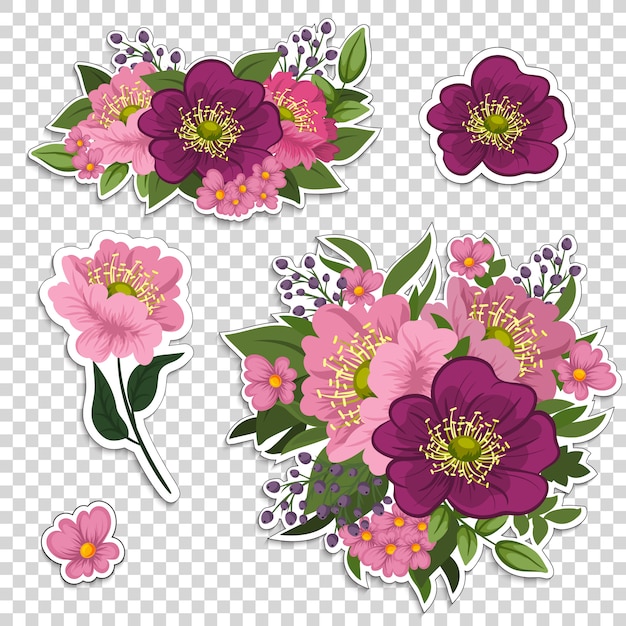 Vector mooi bloemenstickerontwerp