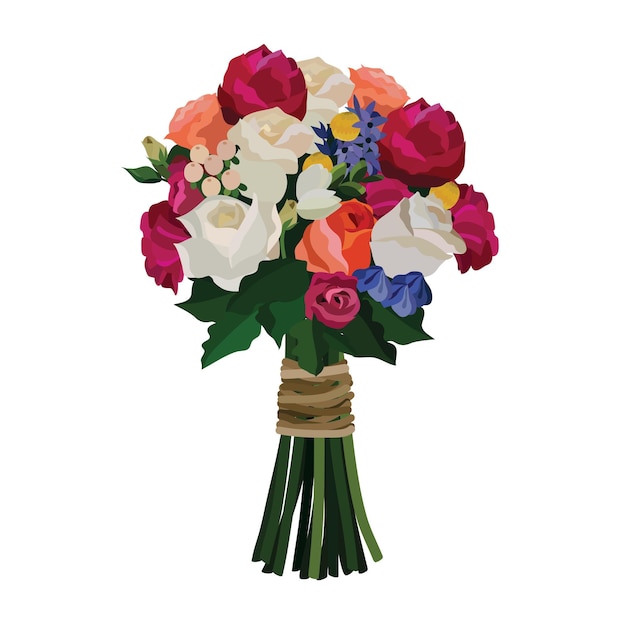 Mooi boeket met tuinbloemen. Florale decoratie voor cadeau. Vectorillustratie.