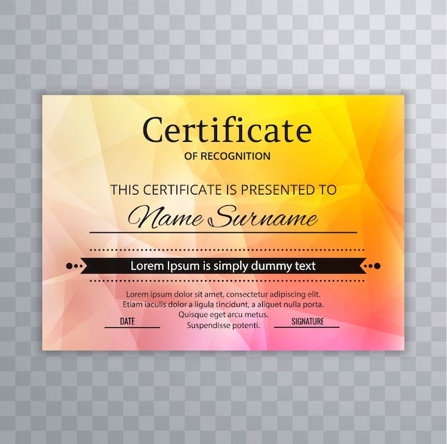 Mooi certificaat van waardering sjabloon
