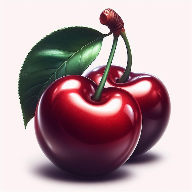 Mooi Cherry Fruit Portret Icon Vector Art Digitale illustratie Wallpaper Emoji Emoticon