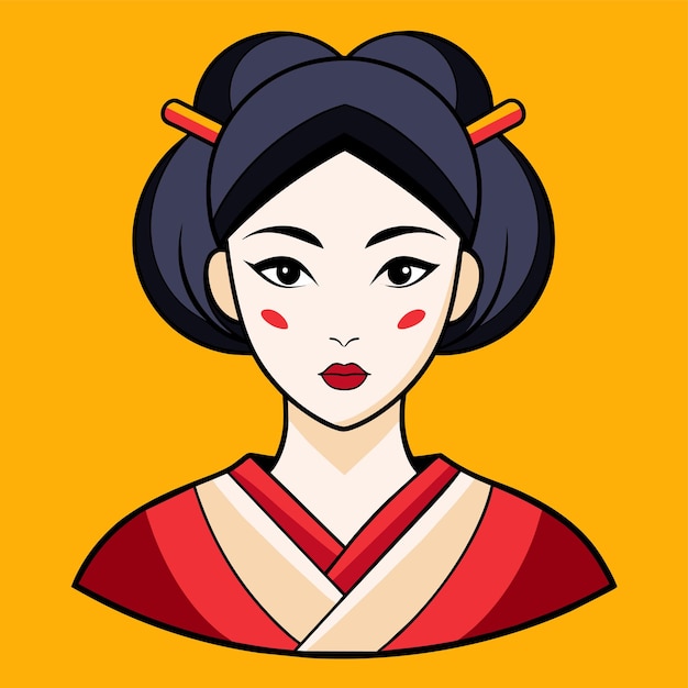 Vector mooi chinees meisje in mandarijn jurk met chinese nieuwjaar handgetekende cartoon personage sticker