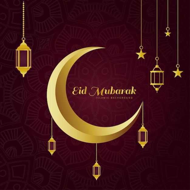 Mooi Eid Mubarak islamitisch ontwerp met gouden maan