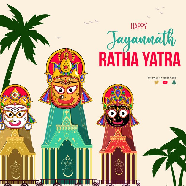 Mooi gelukkig jagannath rath yatra viering bannerontwerp