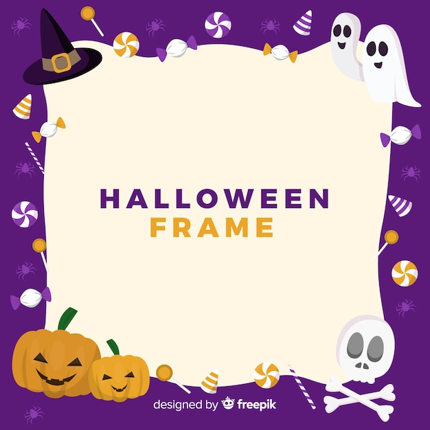 Mooi halloween-frame met plat ontwerp