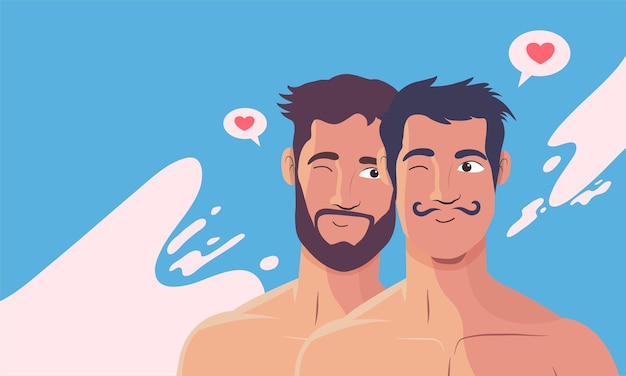 Mooi homo koppel karakter verliefd op elkaar voor LGBT karakter trots maand evenement