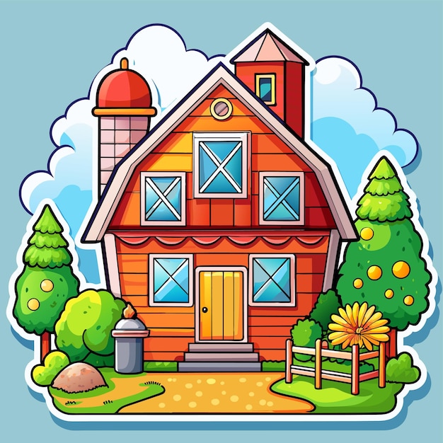 Mooi huis privé buiten huizen woning woning vastgoed handgetekende sticker icoon concept