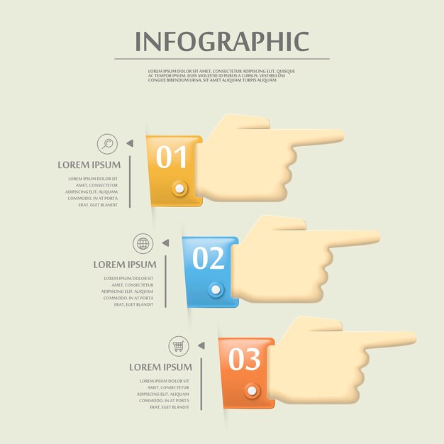 Mooi infographic sjabloonontwerp met elementen van handopties