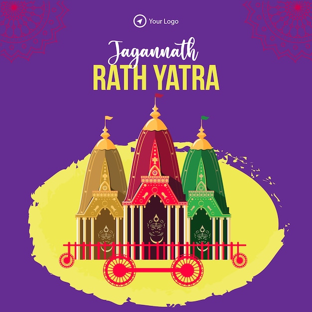 Vector mooi jagannath rat yatra viering bannerontwerp